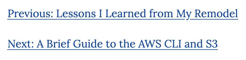 Example of previous and next links