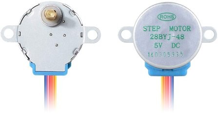 Image of front and back of a stepper motor