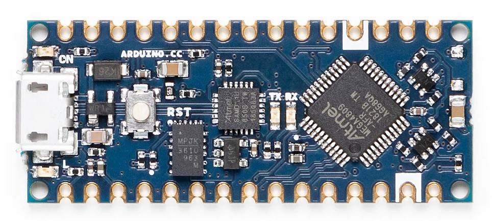 Image of an Arduino Nano Every PCB with components mounted