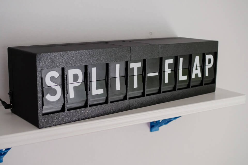 Image of split-flap display from https://github.com/JonnyBooker/split-flap